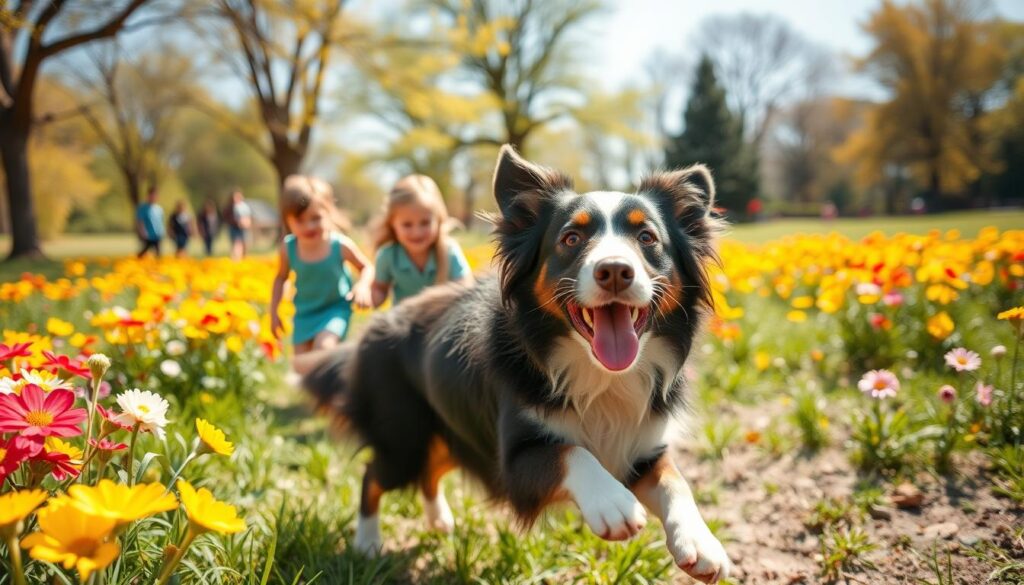 border collie com crianças