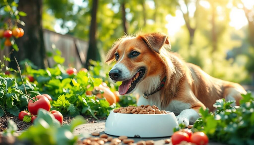 cão comendo ração natural