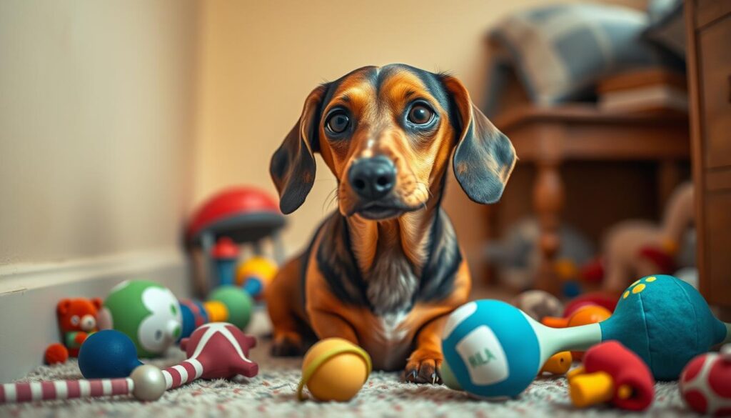 cão dachshund ansioso